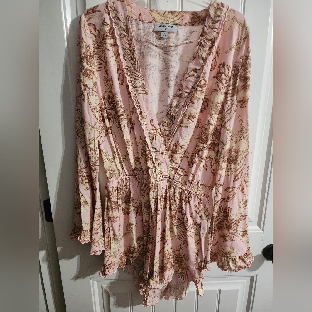 AGUABENDITA ROMPER PINK LONG SLEEVE SIZE SMALL
